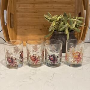 Ed Hardy set of 4 glass cups Y2K 90s nostalgic hearts and skulls graphic